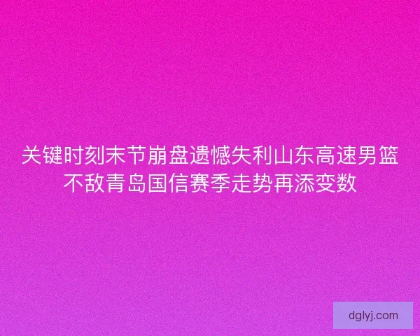 关键时刻末节崩盘遗憾失利山东高速男篮不敌青岛国信赛季走势再添变数